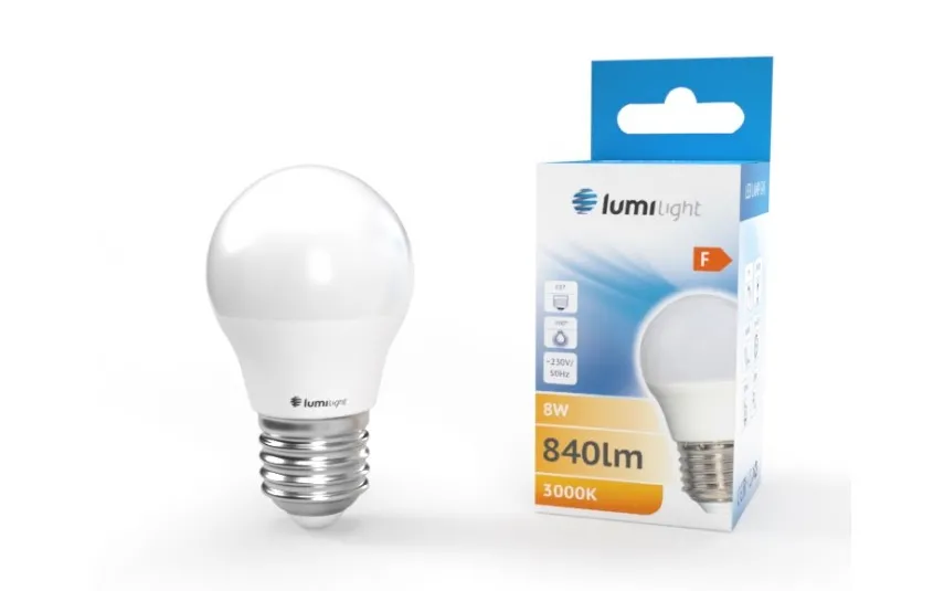 Lumilight Żarówka LED kulka G45 E27 8W Mleczna Ciepła Best