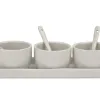 MPLCo Biały zestaw ceramiczny do dipów taca + 3 miski Sale