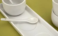 MPLCo Biały zestaw ceramiczny do dipów taca + 3 miski Sale