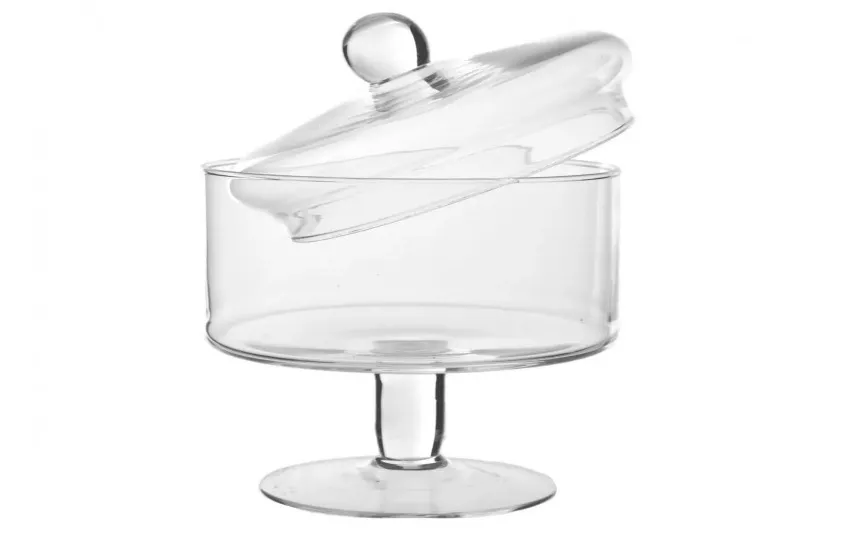 Sigma Glass Bomboniera szklana z pokrywą 14 cm Sigma 1624 New