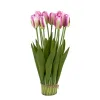 Art-Pol Bukiet 12 sztucznych tulipanów 38 cm różowo-białe Outlet