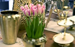 Art-Pol Bukiet 12 sztucznych tulipanów 38 cm różowo-białe Outlet