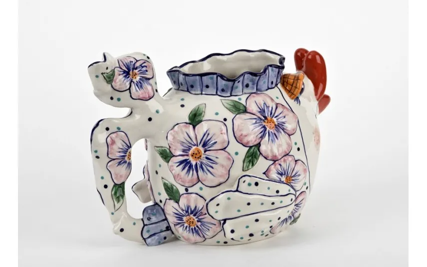 Witek Home Ceramiczny imbryk Ryba różowe kwiaty Discount