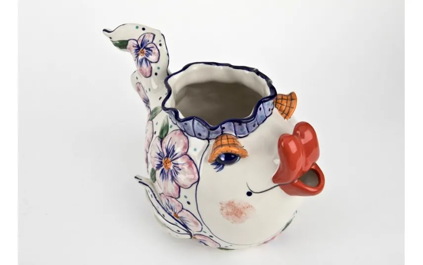 Witek Home Ceramiczny imbryk Ryba różowe kwiaty Discount