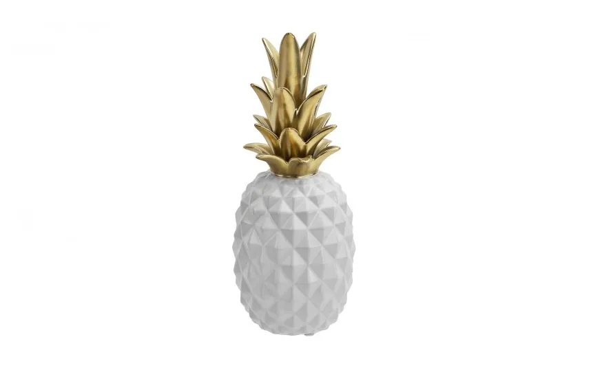 Art-Pol Dekoracja z ceramiki Ananas biało-złoty 136023 Hot