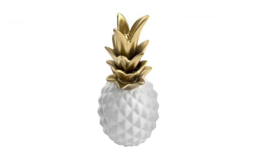 Art-Pol Dekoracja z ceramiki Ananas biało-złoty 136024 Outlet