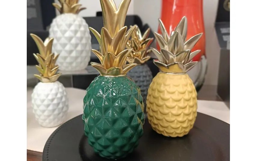 Art-Pol Dekoracja z ceramiki Ananas żółto-złoty 140600 Best