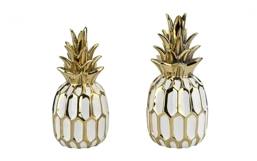 Art-Pol Dekoracja z ceramiki Ananas biało-złoty 164411 Sale