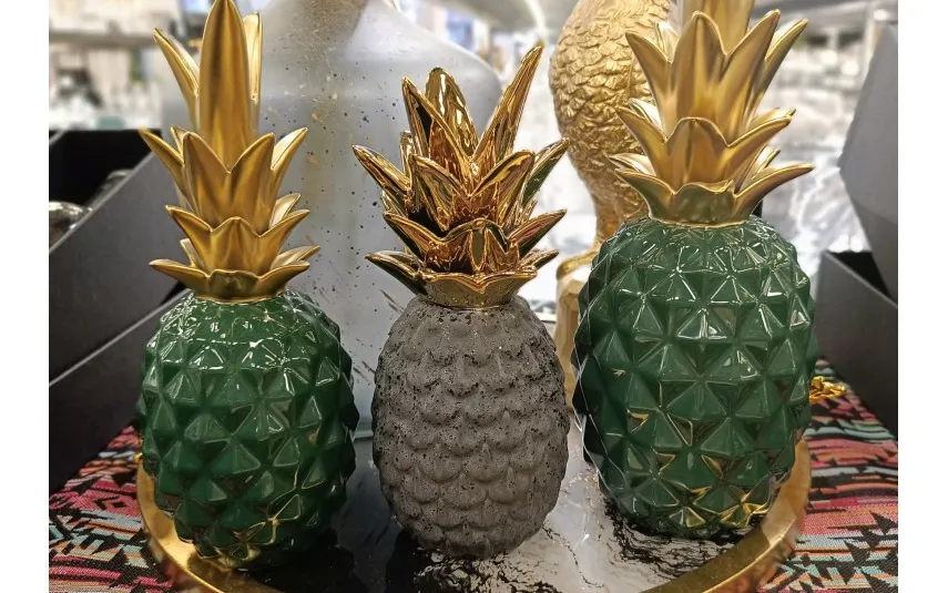 Art-Pol Dekoracja z ceramiki Ananas żółto-złoty 140600 Best