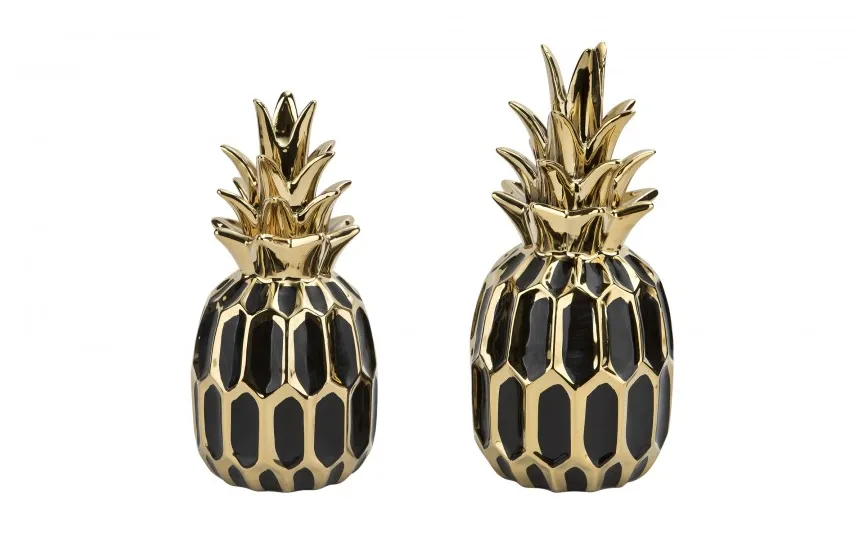 Art-Pol Dekoracja z ceramiki Ananas czarno-złoty 164417 Discount