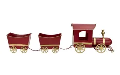 Ewax Duża Ozdoba metalowa Pociąg z 2 wagonami czerwony Discount