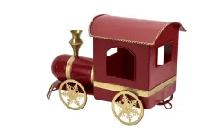 Ewax Duża Ozdoba metalowa Pociąg z 2 wagonami czerwony Discount