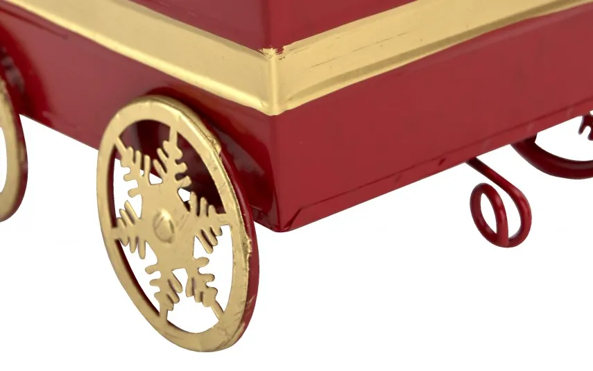 Ewax Duża Ozdoba metalowa Pociąg z 2 wagonami czerwony Discount