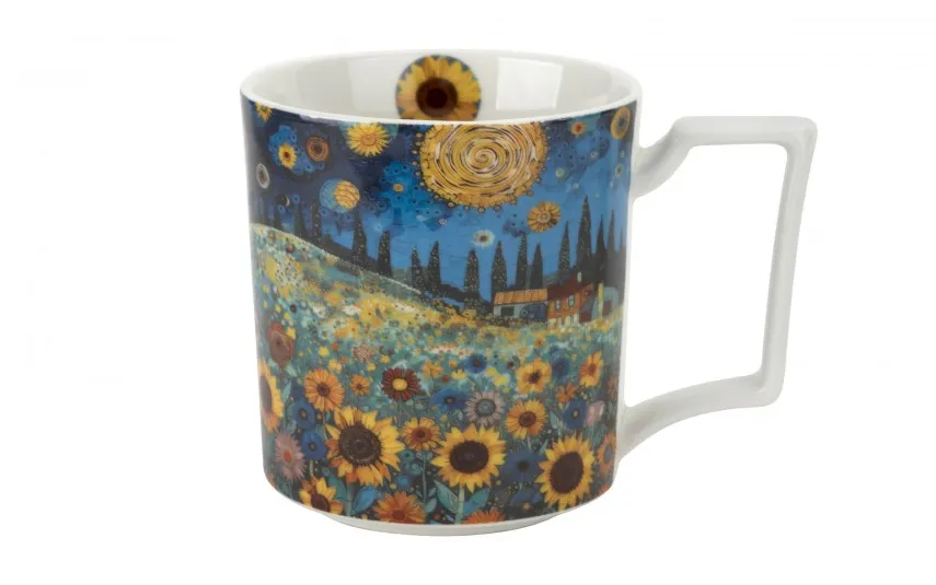 Duo Duży kubek porcelanowy 750 ml Modern Sunflower Field Fashion