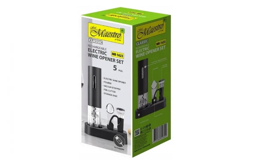 Maestro Elektryczny korkociąg do wina 5-częściowy USB MR-1623 Online