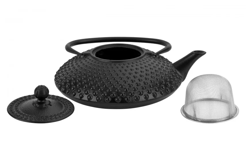 Witek Home Żeliwny czajnik 1,25 L z sitkiem SakuraTea czarny New