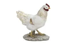 Dekor Pap Figurka Kura 18,5 cm biało-złota Outlet