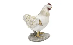 Dekor Pap Figurka Kura 18,5 cm biało-złota Outlet