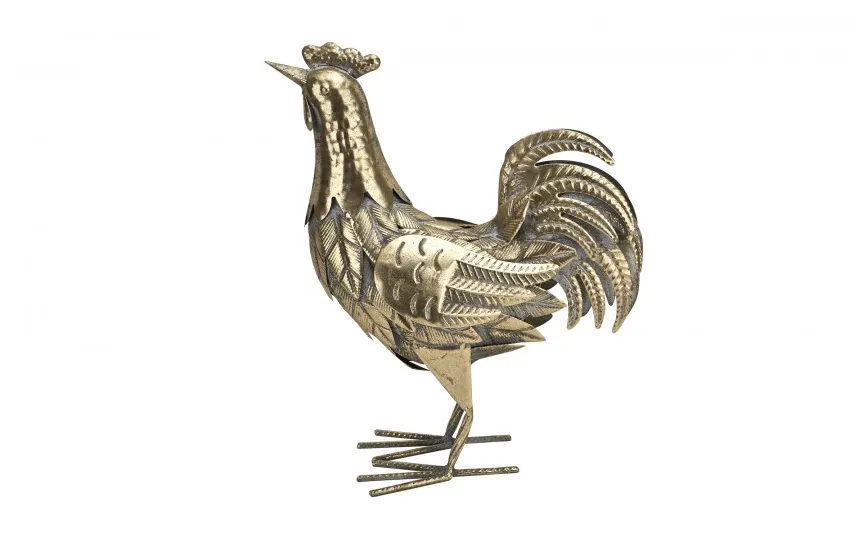 Art-Pol Figurka metalowa Kura złota H36,5 cm New
