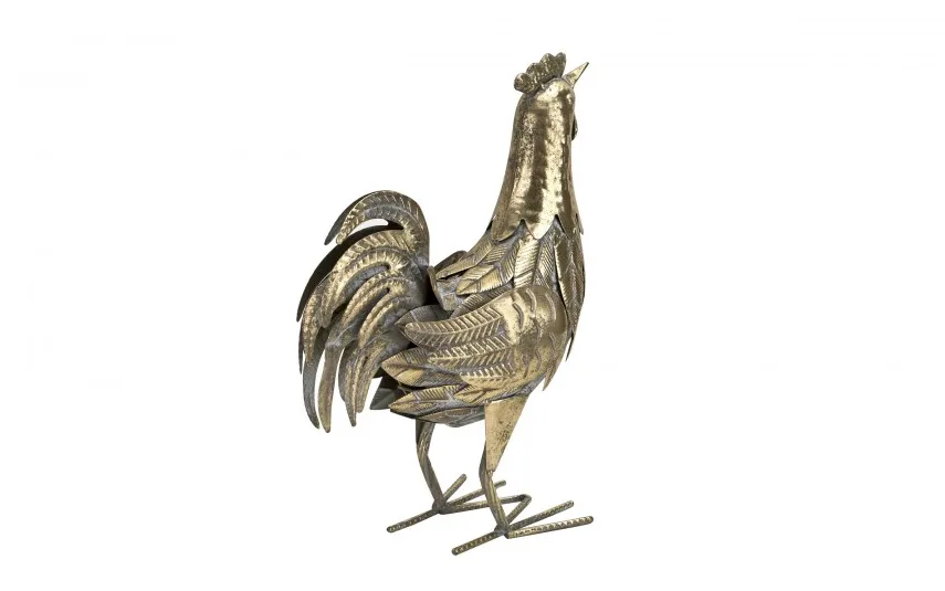 Art-Pol Figurka metalowa Kura złota H36,5 cm New