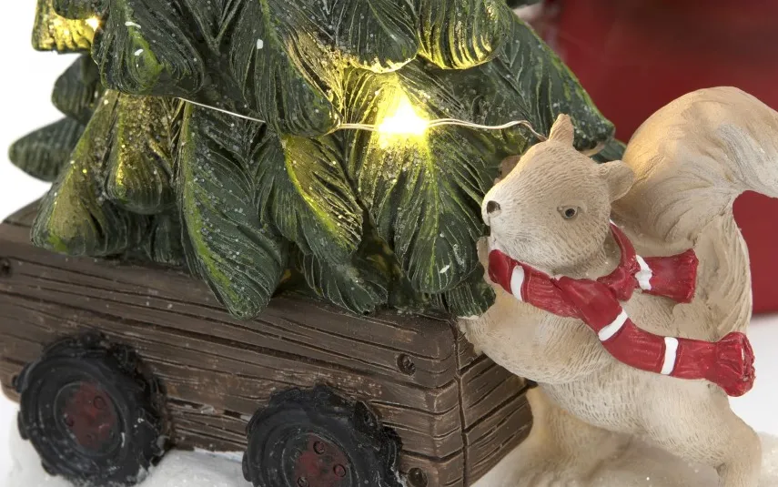 Ewax Figurka ozdobna Skrzat czerwony z choinką LED Discount
