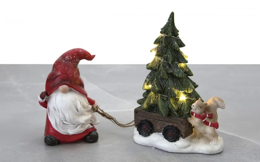 Ewax Figurka ozdobna Skrzat czerwony z choinką LED Discount