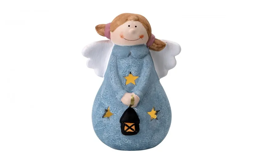 Dekor Pap Figurka ozdobna świecąca Aniołek niebieski 19 cm Outlet