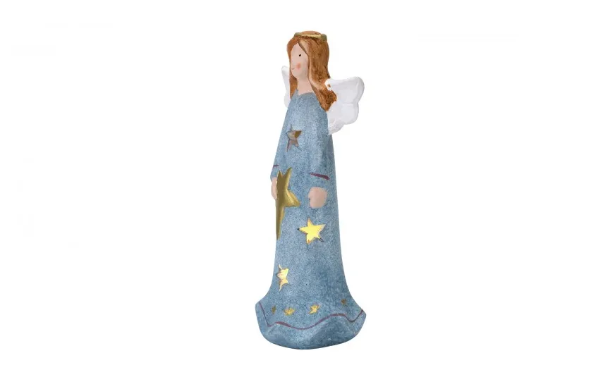 Dekor Pap Figurka ozdobna świecąca Aniołek niebieski 19,5 cm Online