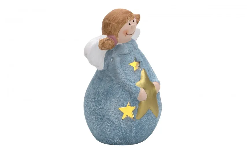 Dekor Pap Figurka ozdobna świecąca Aniołek niebieski 14 cm Best