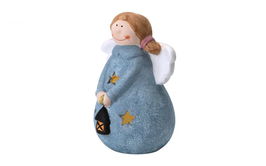 Dekor Pap Figurka ozdobna świecąca Aniołek niebieski 19 cm Outlet