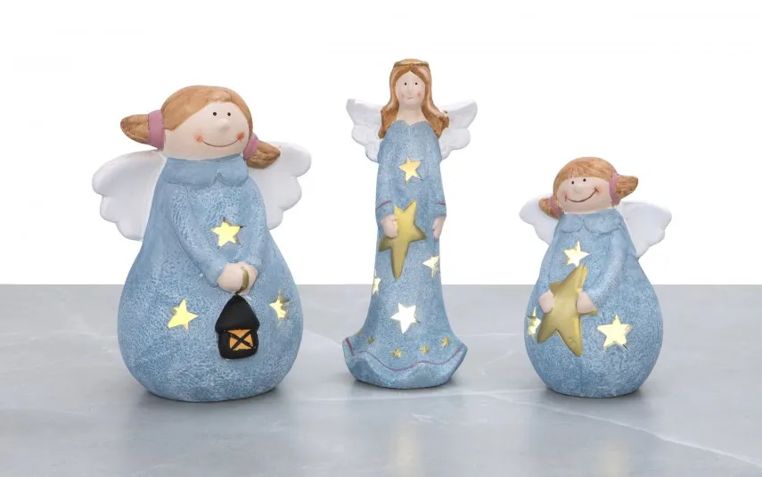 Dekor Pap Figurka ozdobna świecąca Aniołek niebieski 19,5 cm Online