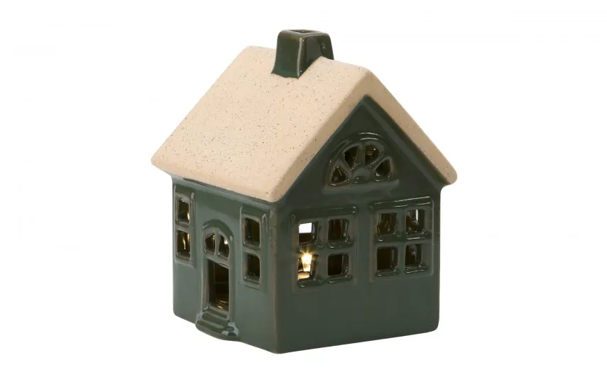 Art-Pol Figurka świecąca Domek ceramiczny zielony średni 8058 Outlet