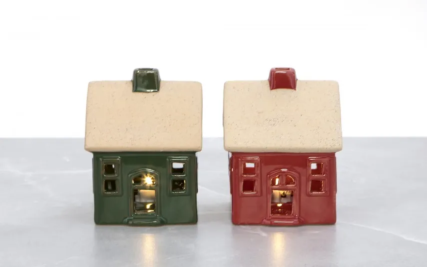 Art-Pol Figurka świecąca Domek ceramiczny czerwony średni 8056 Discount