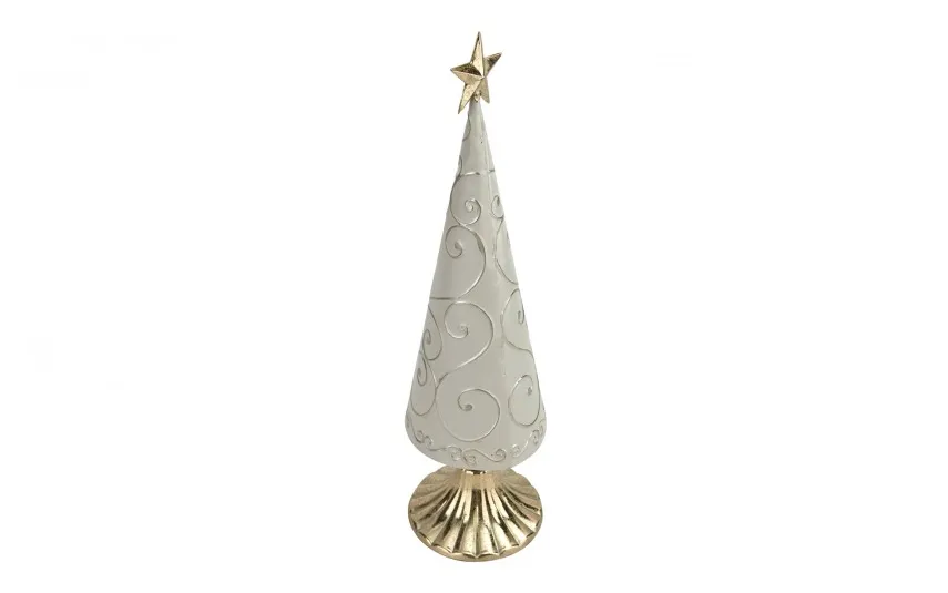Ewax Figurka świąteczna Choinka beżowo-złota 47 cm Sale