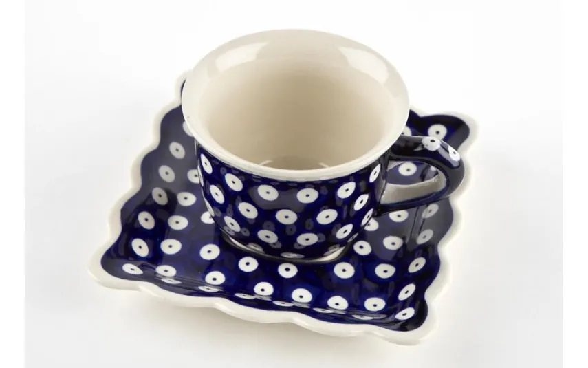 Boleslawiec Filiżanka do espresso 150 ml ze spodkiem Bolesławiec Dekor 42 Hot