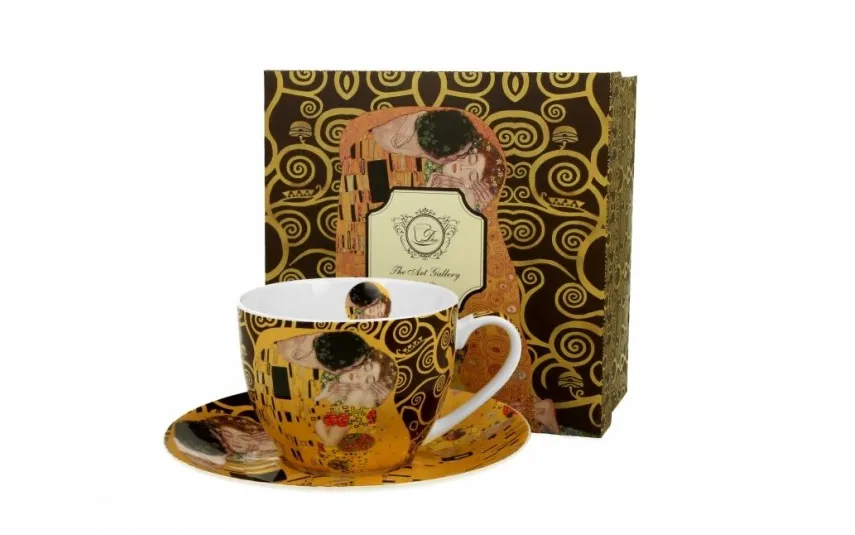 Duo Filiżanka porcelanowa 250 ml + spodek The Kiss Brown Outlet