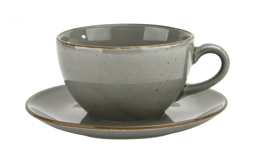 Lubiana Filiżanka porcelanowa 280 ml + spodek Aida ART Szary LU33 (K130) Outlet