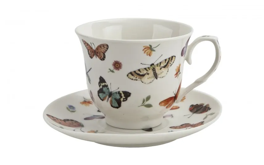 Duo Filiżanka porcelanowa 250 ml + spodek Butterflies Fashion