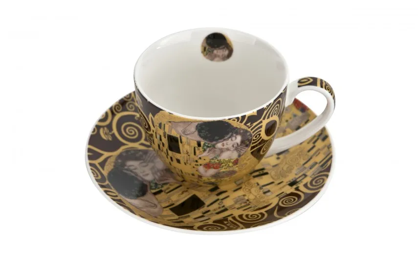 Duo Filiżanka porcelanowa 250 ml + spodek The Kiss Brown Outlet