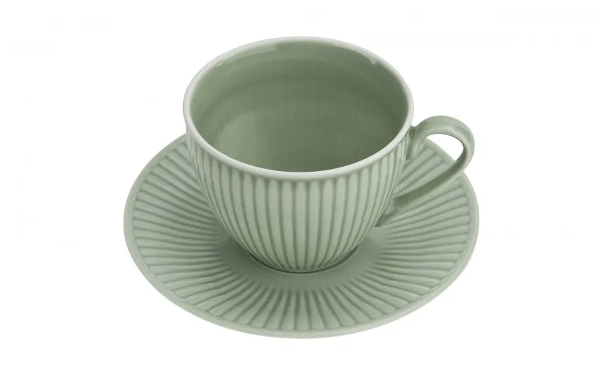 Cmielow Filiżanka porcelanowa 320 ml + spodek Dalia Zielona Sale