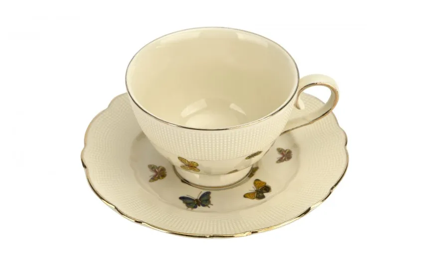 Duo Filiżanka porcelanowa 260 ml + spodek Motylki Clearance