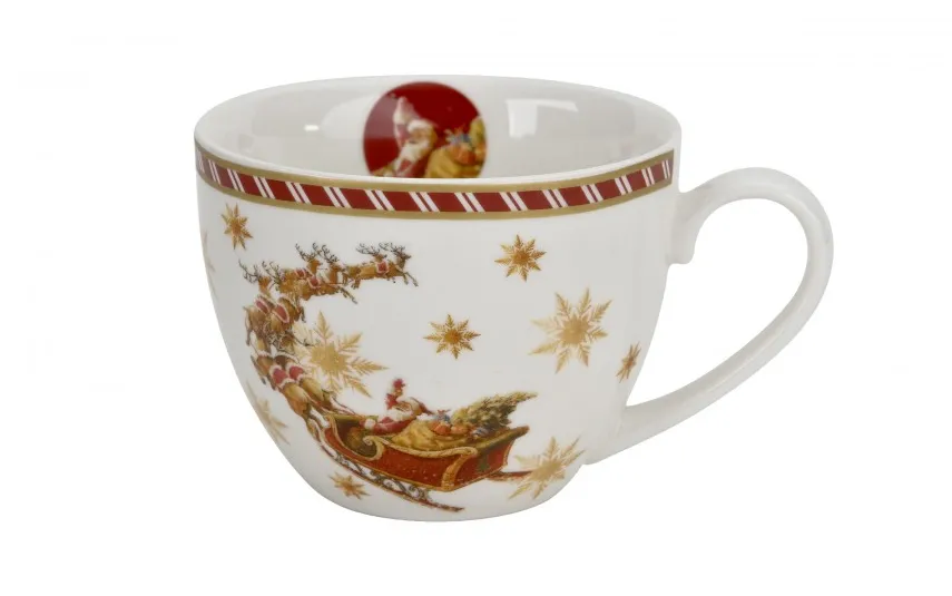 Duo Filiżanka porcelanowa 220 ml + spodek Santa on Sleigh Hot