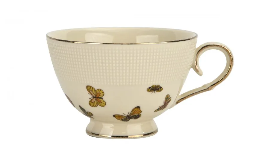 Duo Filiżanka porcelanowa 260 ml + spodek Motylki Clearance