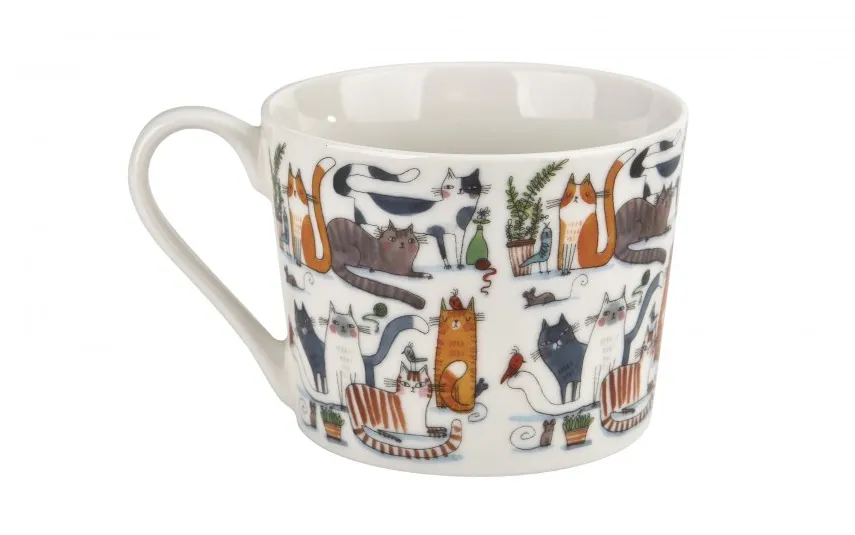 Duo Filiżanka porcelanowa 230 ml + spodek Leniwe Koty Hot