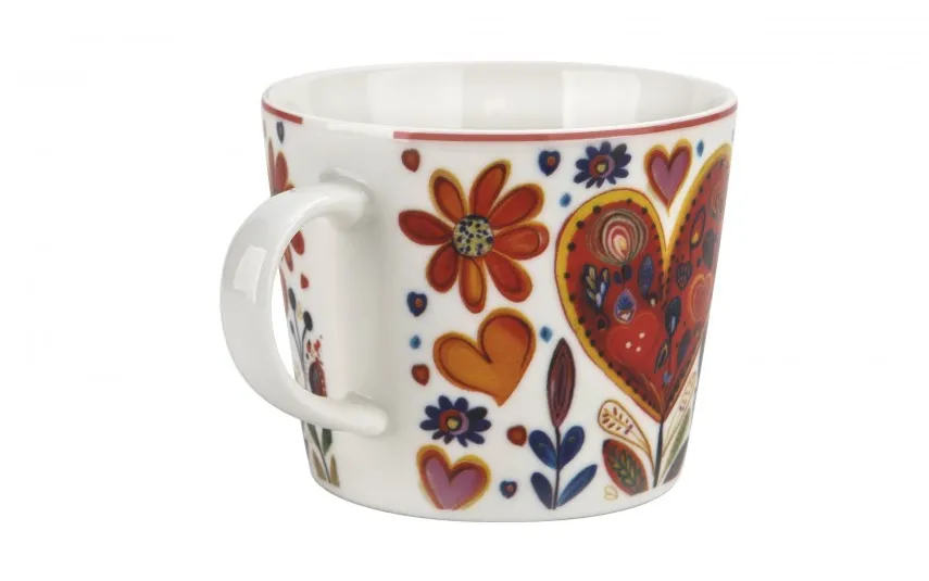 Duo Filiżanka porcelanowa 220 ml + spodek Kolorowe Serca 4 Best