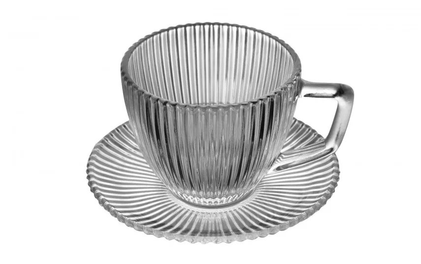 Altom Design Filiżanka szklana 250 ml + spodek Selena Hot