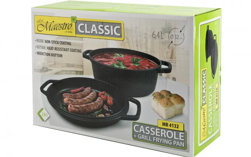 Maestro Garnek z patelnią grillową 6,4L MR-4132 Fashion