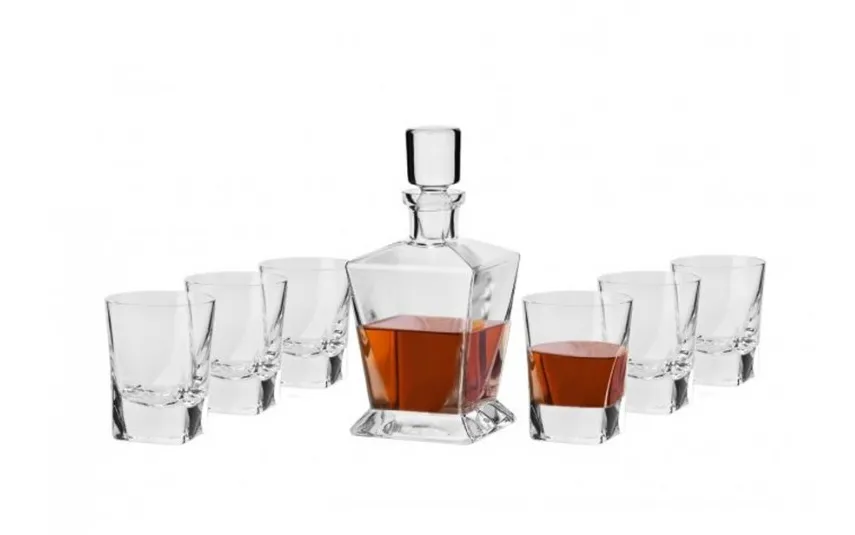Krosno Karafka szklana + 6 szklanek Whisky Caro Discount