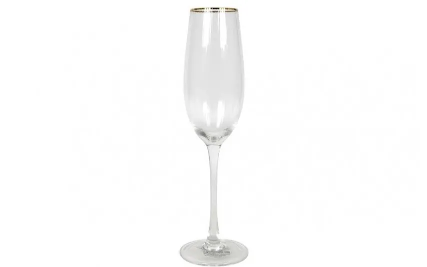MPLCo Kieliszek do szampana 250 ml ryflowany Rim Gold New