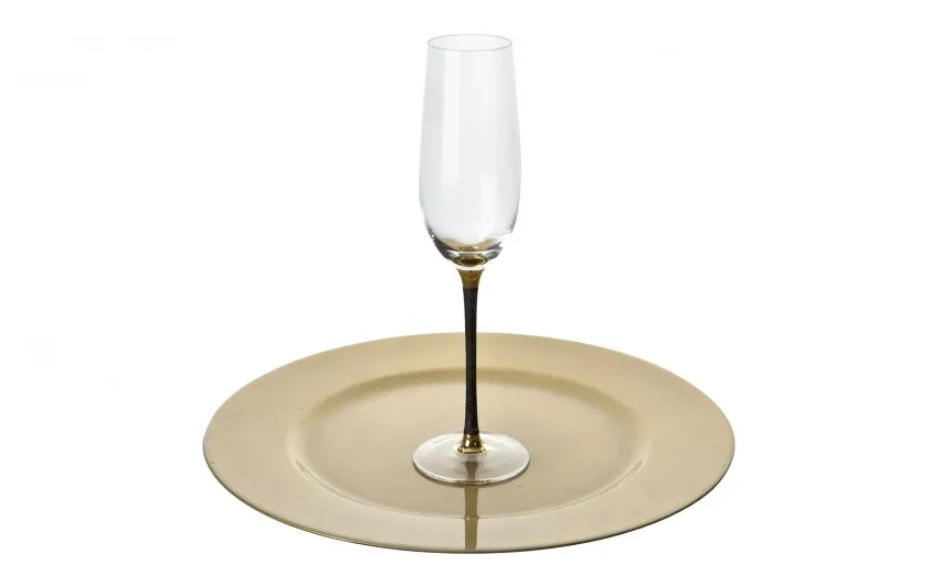 Dekor Pap Kieliszek do szampana 250 ml z czarną nóżką TG0589 Fashion